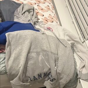 Gray and Blue Yankees Hoodie
